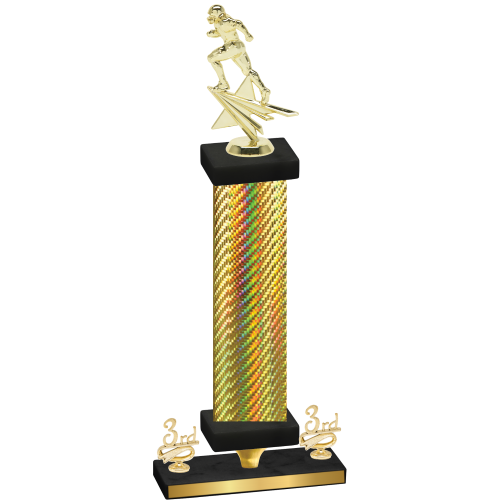 Premium Single Gold Carbon Fiber Third Place Football Trophy