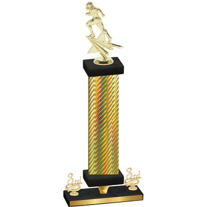Premium Single Gold Carbon Fiber Third Place Football Trophy