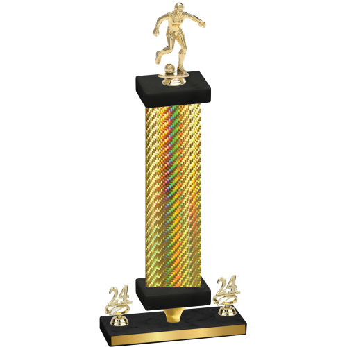 Premium Single Gold Carbon Fiber Year Soccer Trophy
