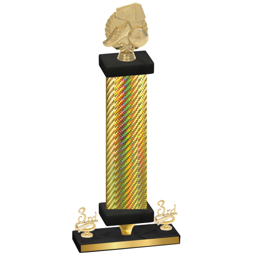 Premium Single Gold Carbon Fiber Third Place Soccer Trophy