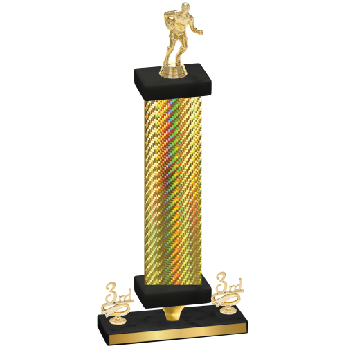 Premium Single Gold Carbon Fiber Third Place Rugby Trophy