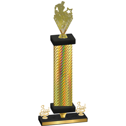 Premium Single Gold Carbon Fiber Third Place Rugby Trophy