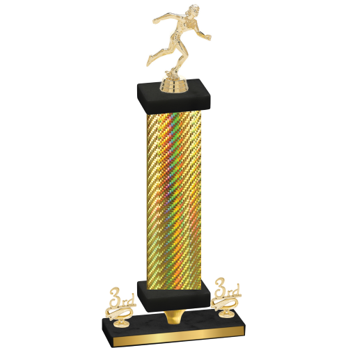 Premium Single Gold Carbon Fiber Third Place Running Trophy