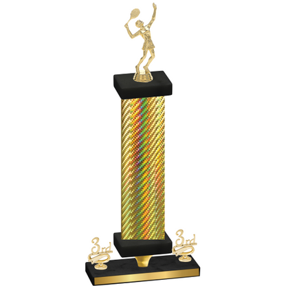 Premium Single Gold Carbon Fiber Third Place Tennis Trophy