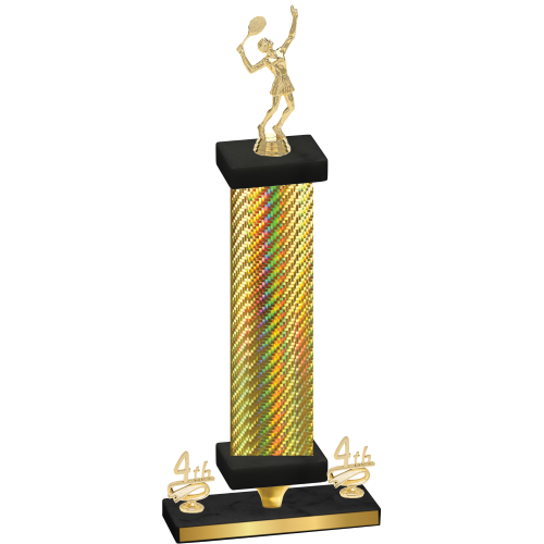 Premium Single Gold Carbon Fiber Fourth Place Tennis Trophy