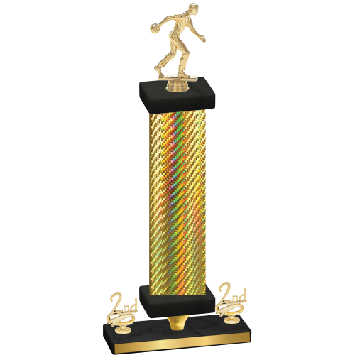 Premium Single Gold Carbon Fiber Second Place Bowling Trophy