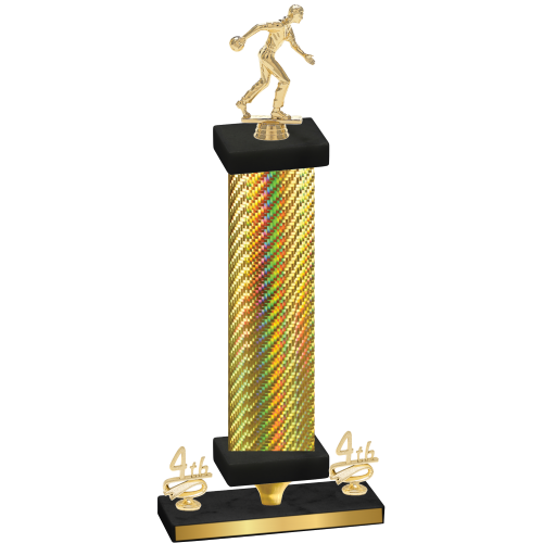 Premium Single Gold Carbon Fiber Fourth Place Bowling Trophy