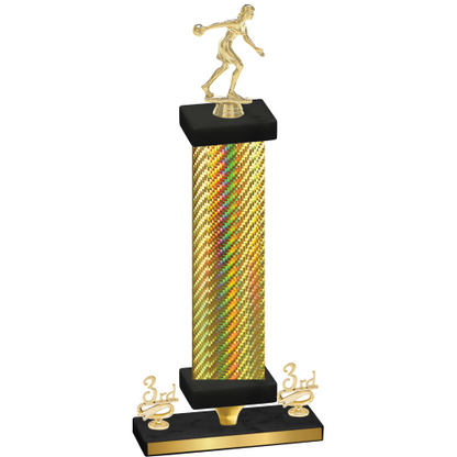 Premium Single Gold Carbon Fiber Third Place Bowling Trophy