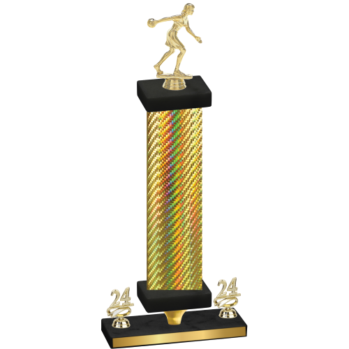 Premium Single Gold Carbon Fiber Year Bowling Trophy