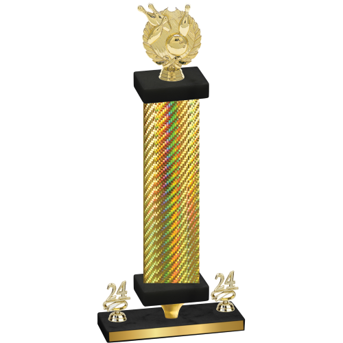 Premium Single Gold Carbon Fiber Year Bowling Trophy