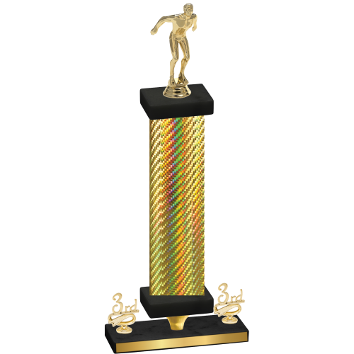 Premium Single Gold Carbon Fiber Third Place Swimming Trophy