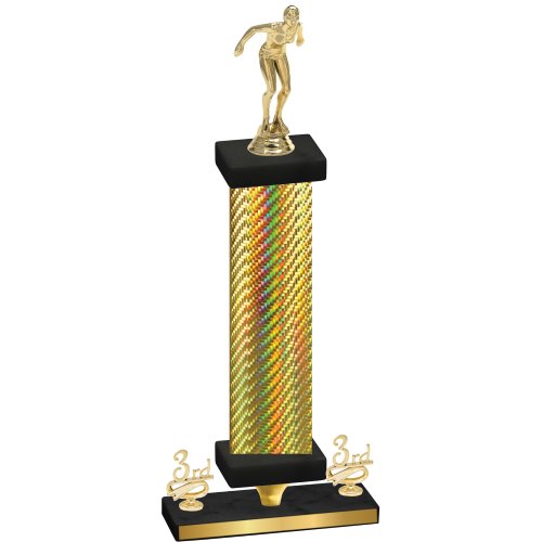 Premium Single Gold Carbon Fiber Third Place Tennis Trophy