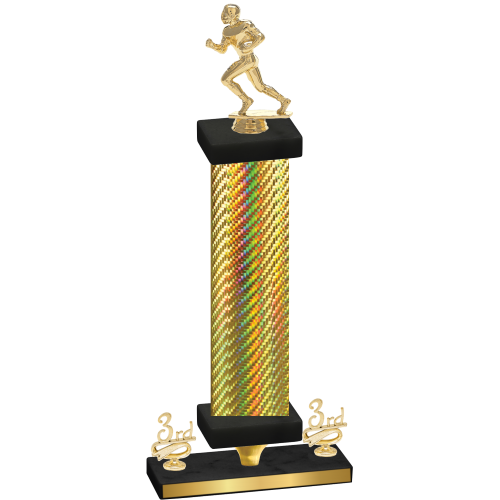 Premium Single Gold Carbon Fiber Third Place Football Trophy