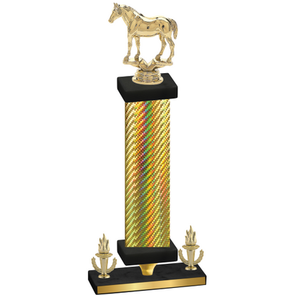 Premium Single Gold Carbon Fiber Victory Horses Trophy