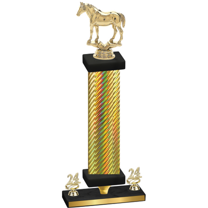 Premium Single Gold Carbon Fiber Year Horses Trophy