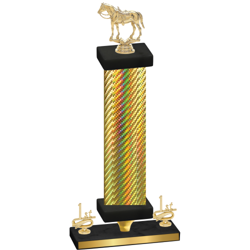 Premium Single Gold Carbon Fiber First Place Horses Trophy