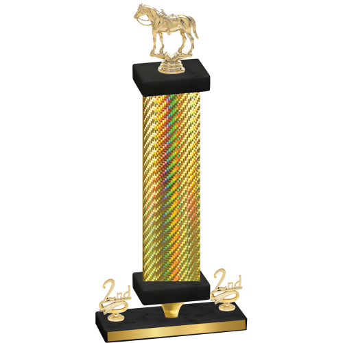 Premium Single Gold Carbon Fiber Second Place Horses Trophy