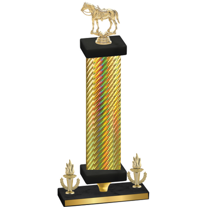 Premium Single Gold Carbon Fiber Victory Horses Trophy