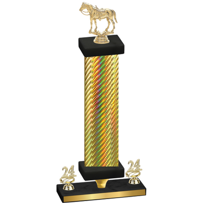 Premium Single Gold Carbon Fiber Year Horses Trophy
