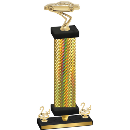 Premium Single Gold Carbon Fiber Second Place Cars Trophy