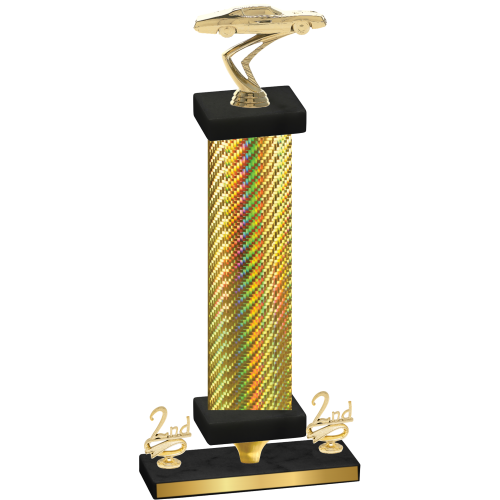Premium Single Gold Carbon Fiber Second Place Cars Trophy