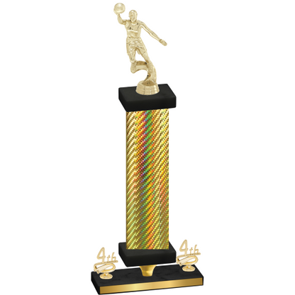 Premium Single Gold Carbon Fiber Fourth Place Basketball Trophy