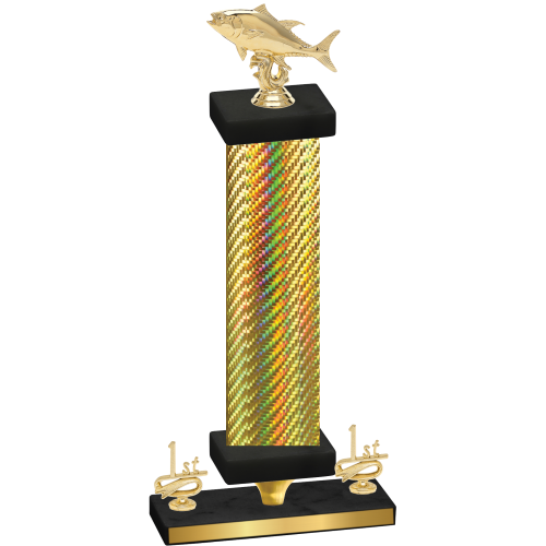 Premium Single Gold Carbon Fiber First Place Fishing Trophy