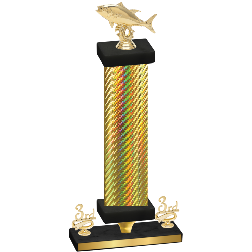 Premium Single Gold Carbon Fiber Third Place Fishing Trophy