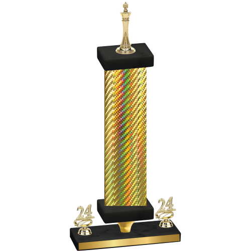 Premium Single Gold Carbon Fiber Year Chess Trophy