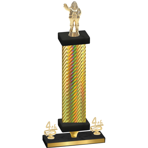 Premium Single Gold Carbon Fiber Fourth Place Holiday Trophy