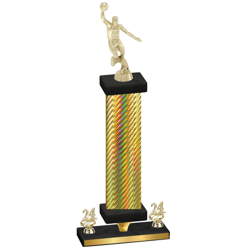 Premium Single Gold Carbon Fiber Year Basketball Trophy