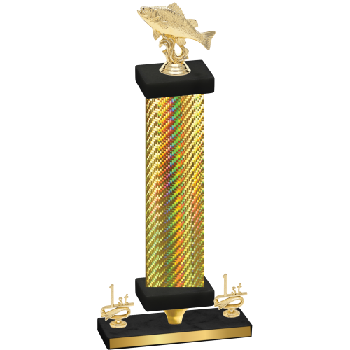 Premium Single Gold Carbon Fiber First Place Fishing Trophy