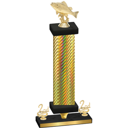 Premium Single Gold Carbon Fiber Second Place Fishing Trophy