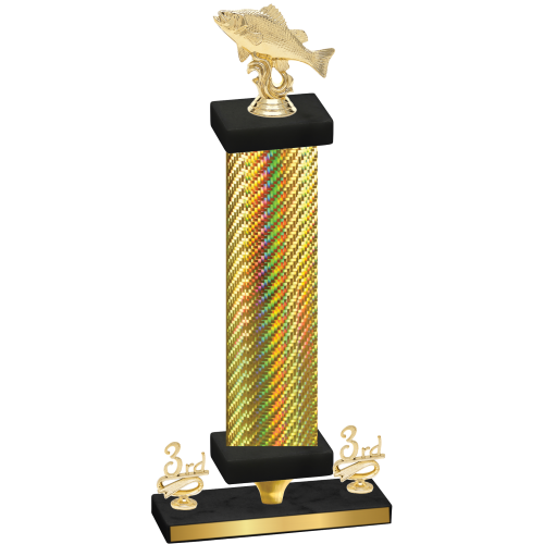 Premium Single Gold Carbon Fiber Third Place Fishing Trophy