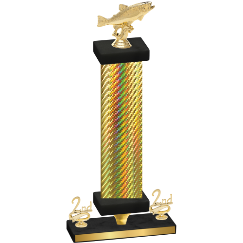 Premium Single Gold Carbon Fiber Second Place Fishing Trophy