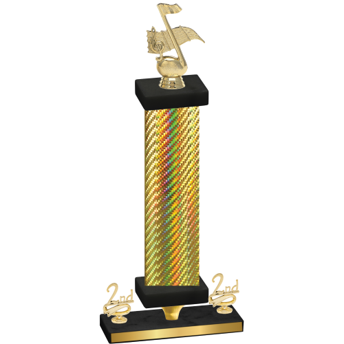 Premium Single Gold Carbon Fiber Second Place Music Trophy