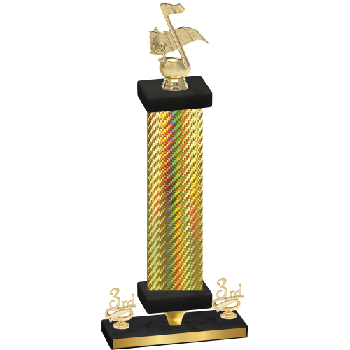 Premium Single Gold Carbon Fiber Third Place Music Trophy