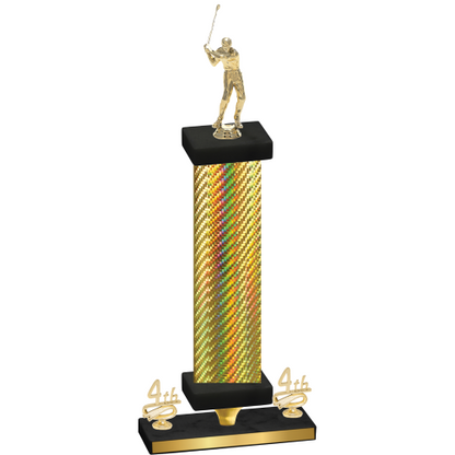 Premium Single Gold Carbon Fiber Fourth Place Golf Trophy