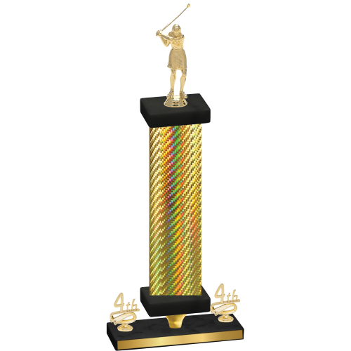 Premium Single Gold Carbon Fiber Fourth Place Golf Trophy