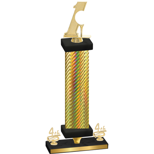 Premium Single Gold Carbon Fiber Fourth Place Golf Trophy