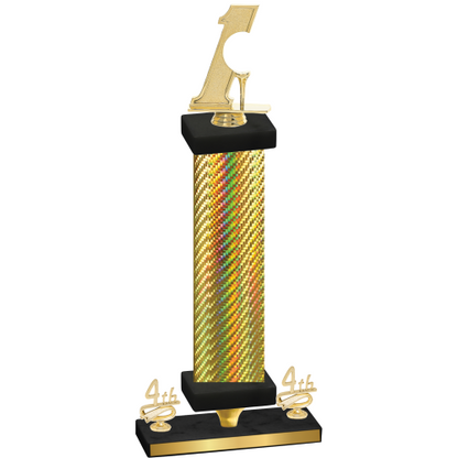 Premium Single Gold Carbon Fiber Fourth Place Golf Trophy