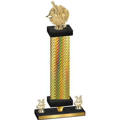 Premium Single Gold Carbon Fiber Year Baseball Trophy