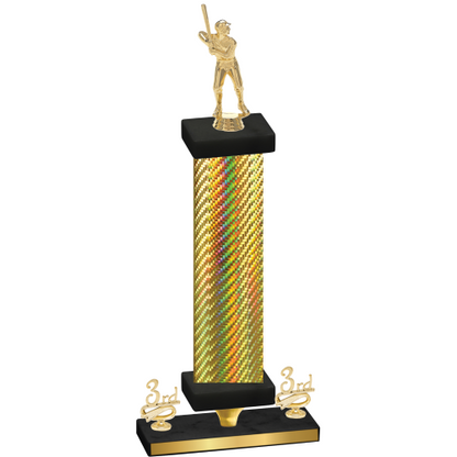 Premium Single Gold Carbon Fiber Third Place Baseball Trophy