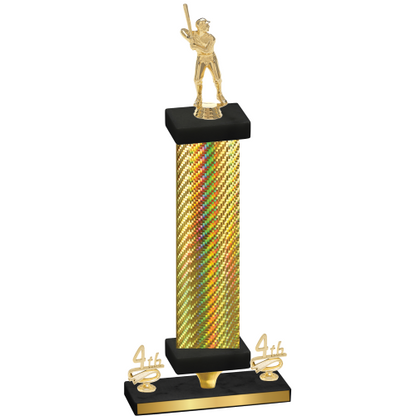 Premium Single Gold Carbon Fiber Fourth Place Baseball Trophy