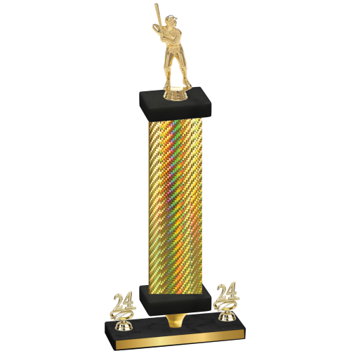 Premium Single Gold Carbon Fiber Year Baseball Trophy
