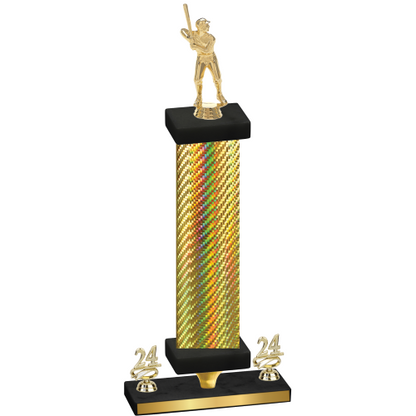 Premium Single Gold Carbon Fiber Year Baseball Trophy