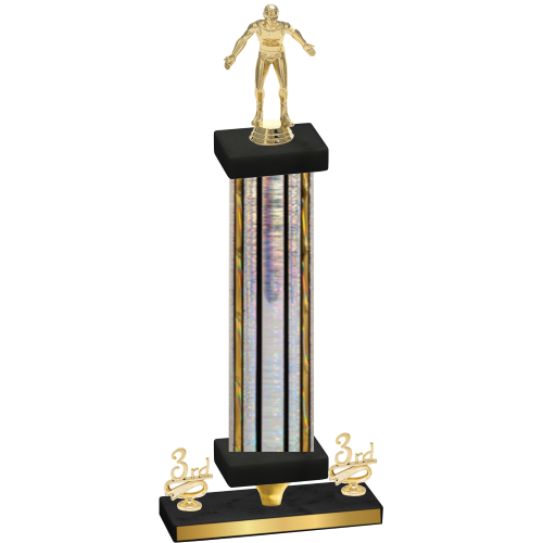 Premium Single Silver Glacier Third Place Wrestling Trophy