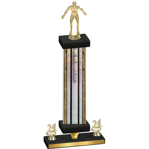 Premium Single Silver Glacier Year Wrestling Trophy