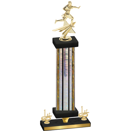 Premium Single Silver Glacier First Place Flag Football Trophy