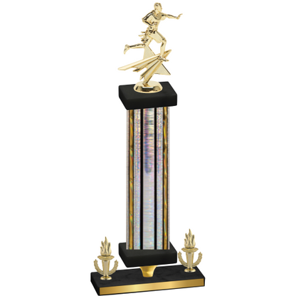 Premium Single Silver Glacier Victory Flag Football Trophy